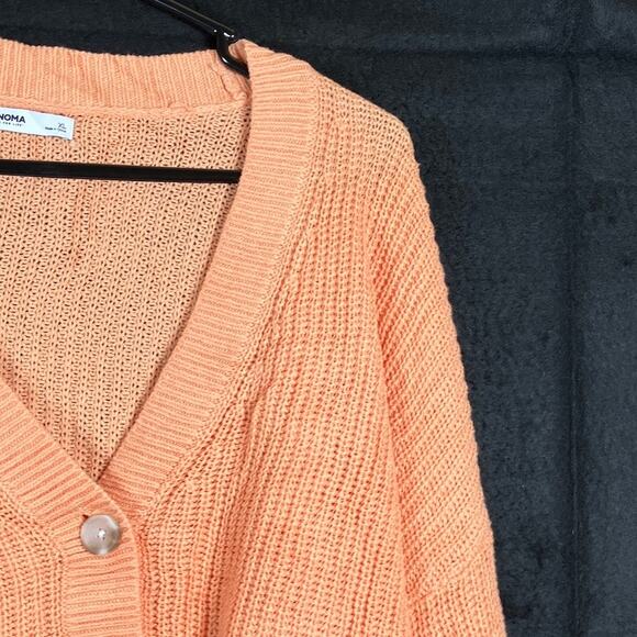 Sonoma Womens Sweater Orange V Neck Button Up Knit Cardigan Long Sleeve XL - Picture 5 of 12